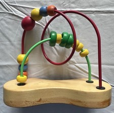 Vtg EDUCO ORIGINAL SUPERMAZE Wooden Bead Roller Coaster Maze Travel Activity Toy