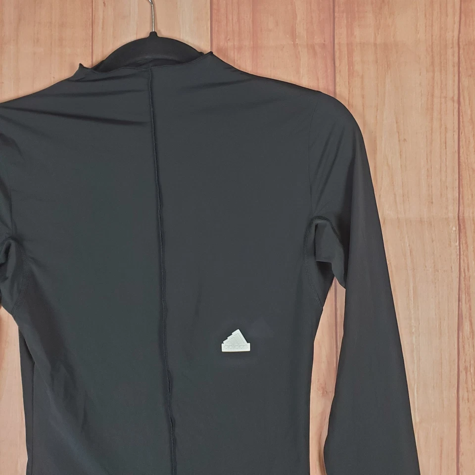 Adidas Sportswear T Shirt Womens XS Black Stretch Mock Neck Workout Athletic Top - Image 4 of 4