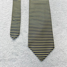 Brooks Brothers Makers Blue Gold Stripes Mens Necktie 3.75x58โ Silk Made In USA