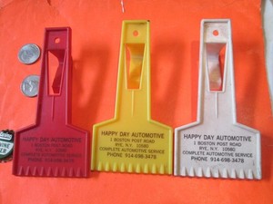 LOT OF 3 VINTAGE PLASTIC HAPPY DAY AUTOMOTIVE ICE SCRAPER RYE NEW YORK 10580