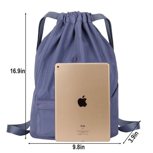 Waterproof Drawstring Bag Gym String Sackpack Cinch Shoulder Backpack Women Men - Bild 7 von 20