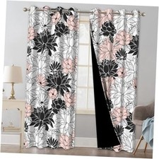 Boho Blackout Curtains with Curtain 52"W x 84"L Pack of 2 Tricolor Flowers