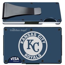 Kansas City Engraved Titanium Blue RFID Blocking Wallet w Clip D7
