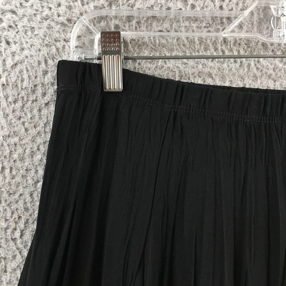 Chicos Pleated Midi Skirt Women 1 Black Elastic Waistband Pull On Stretch Casual - Image 3 of 4