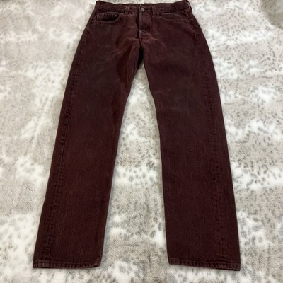 Vtg Levi s 501 Jeans Mens 31x31 33x32 USA Made Faded Red Button Fly Grunge Core