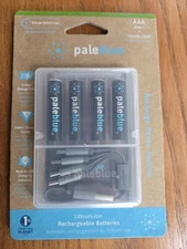 Pale Blue PBLPBAAAC Lithium Ion Rechargeable AAA Batteries 4pk