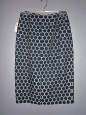 Coldwater Creek Black, White Honeycomb PENCIL Skirt, SZ 4 Split, Lined Side Zip