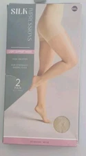 Silk Impressions High Waisted Light Support Beige Sheer 2XL Pantyhose 2 Pair NIB
