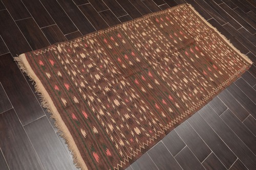3'9” x 6'7" Vintage Hand Woven Southwestern Authentic Oriental Area Rug Brown - Picture 3 of 6