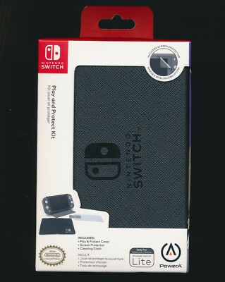 PowerA Nintendo Switch Lite Play and Protect Kit - Black Cover New