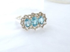 Sterling Silver 925 Natural Heated Brazilian Blue Topaz Band Ring Size 10