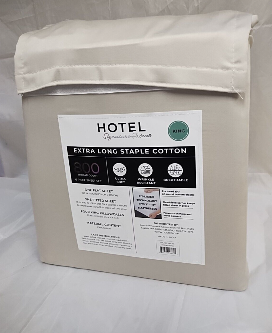 Hotel Signature Sateen 800 Thread Count Cotton 6Piece Sheet Set KING