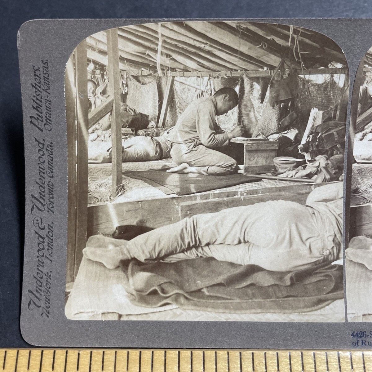 Antique 1904 Japan Soldier Boy Writes His Mother Stereoview