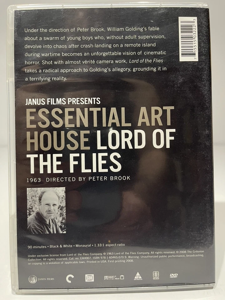 Lord of the Flies (DVD, 2008, Criterion Collection Essential Art House Edition) - Image 2 of 2