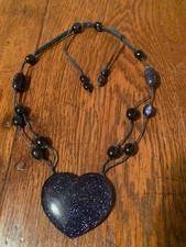 Lola Rose stone gem necklace chunky rock pebble sparkly navy adjustable heart