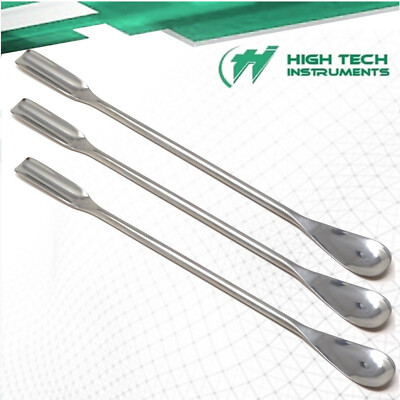 3 Stainless Steel Micro Lab Spoon Scoop Specimen Spatula Dental Instruments