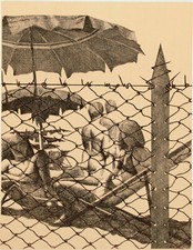 DINO BOSCHI Spiagge d'Italia: Proprietà privata 1972 incisione originale firmata