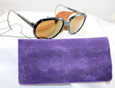 Vtg Bolle Sunglasses 8161 Leather Shields Mountaineering Climbing Ski Aviators