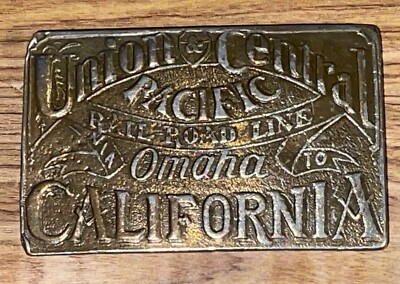 VTG Union & Central Pacific Railroad RR Line Brass Belt Buckle Bergamot FREESHIP