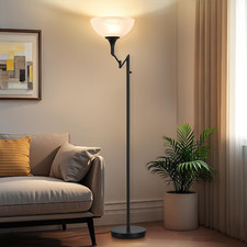Floor Lamp for Living Room - 70" Black Torchiere Standing Floor Lamps with Glass