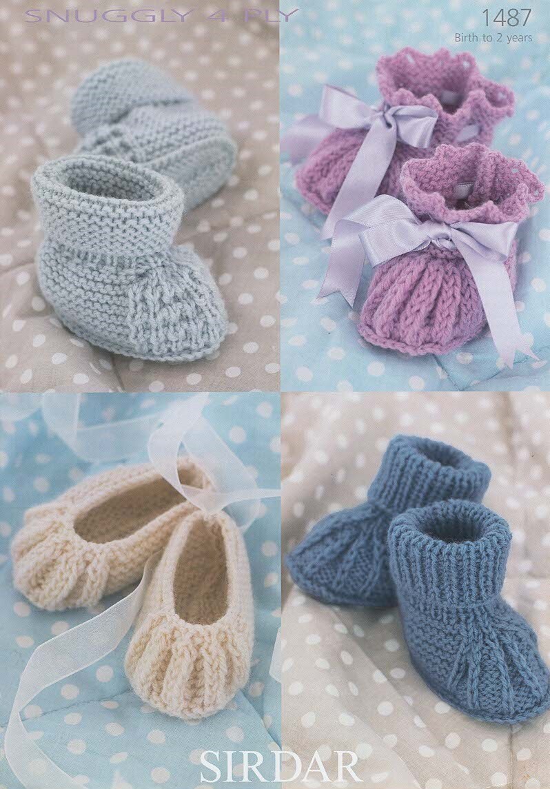 Sirdar Snuggly 4 ply Knitting Pattern - 1487 Shoes & Bootees