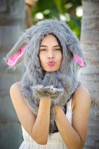 RABBIT FAUX FUR ANIMAL HAT WITH LONG 