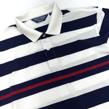 Polo Golf Athletic Fit Pima Cotton Short Sleeve Polo Shirt Men L Navy White TPC