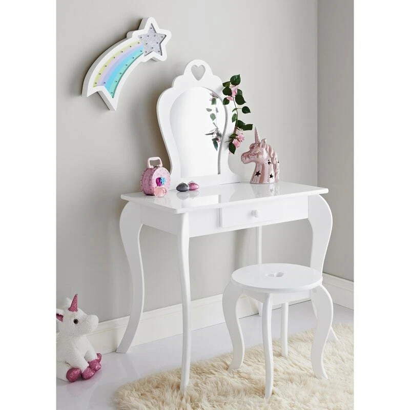 New Children Wooden Amelia Vanity Set With Stool Mirror Girl s