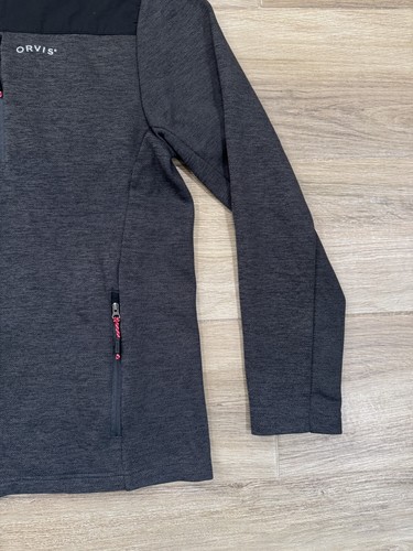 Orvis Men's Full Zip Jacket MEDIUM Gray Black Zip Pocket Outdoor Binded Mesh - Picture 4 of 11