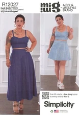 Simplicity R12027 Cropped Corset Top & Mini or Maxi Skirt PLUS 20W-28W UC S9894