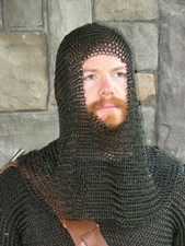 Medieval Armor Chainmail Coif Mild Steel Chain mail Hood Reenactment LARP SCA