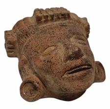 Terracotta Indigenous Face Sculpture Mexican Pottery Wall Art Handcrafted Mexico