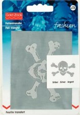 Skull Screen Transfer 6, 5x5cm Silver Applique Label