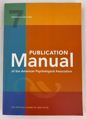 American Psychological Association PUBLICATION MANUAL 7th edition Very Good