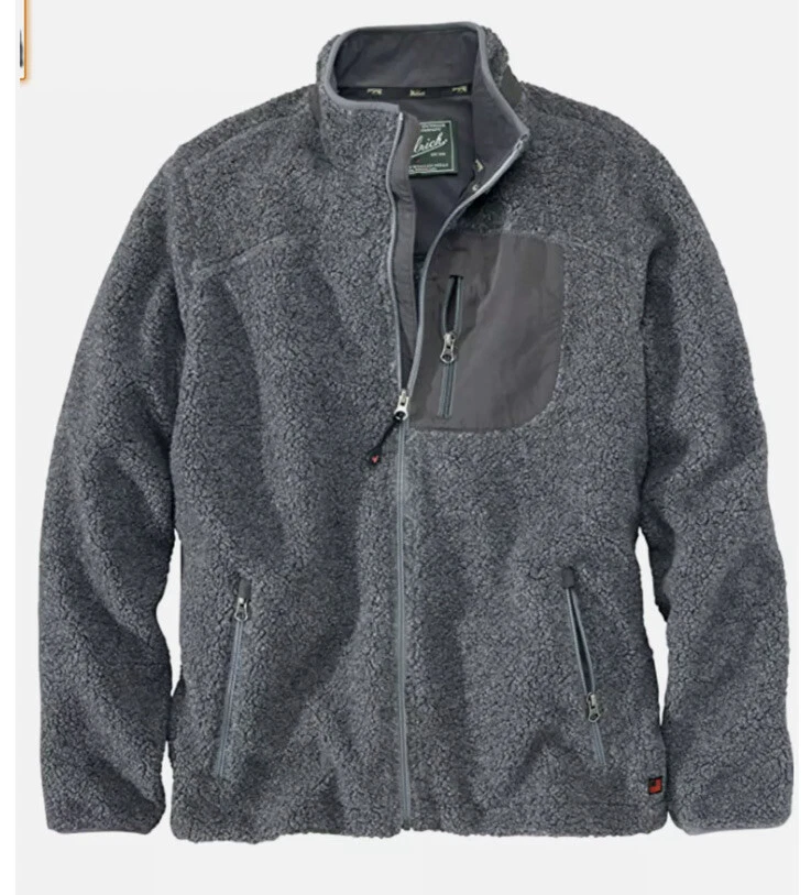 Mens Woolrich high point Full Zip jacket Gray Heather Sherpa Sz Large $149 EUC
