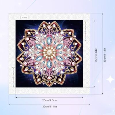 LUSandy Kit di 5 portachiavi fai da te con disegno mandala 5D con strass, forma speciale, strass di cristallo mandala, set di portachiavi per zaino, borsa a tracolla, adulti e bambini