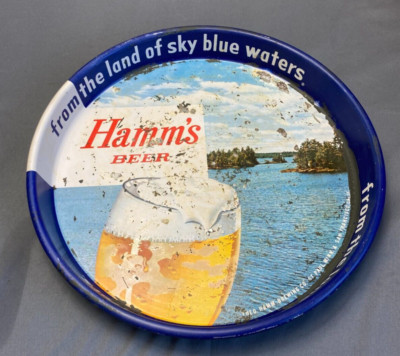 Vintage Hamm's Beer Serving Tray, Lake Scene, 13'', Land Of Sky Blue Waters