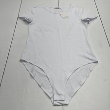 Mangopop White Short Sleeve Bodysuit Women s Size Small New