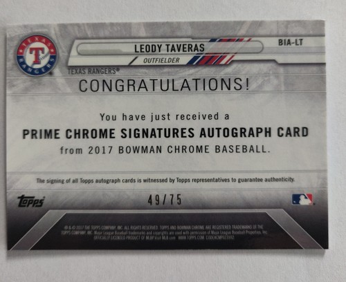 Leody Taveras 2018 Bowman Chrome Trending Refractor - Picture 4 of 7