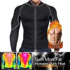 Men Body Shaper Sweat Training Shirt Neoprene Sauna Suit Long Jacket Clothes