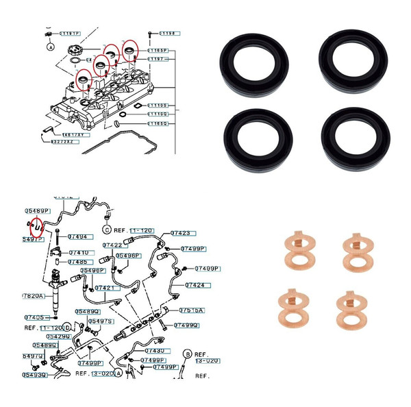FüR Mitsubishi L200 Pick Up B40 2.5DID Rocker Motor Deckeldichtung & O Ring Satz-image