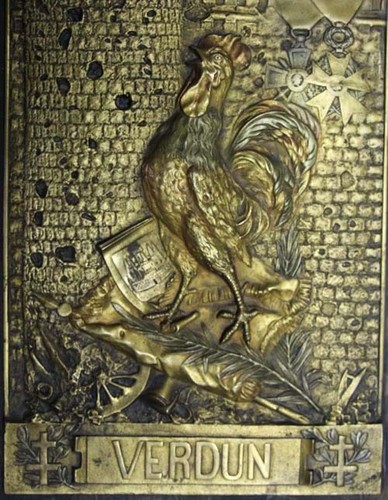 Stunning VERDUN WW I battle ON NE PASSE PAS ormolu signed French ? plaque 30 cm - Picture 4 of 4