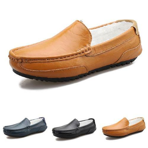 Mens Winter Driving Moccasins Shoes Fur 