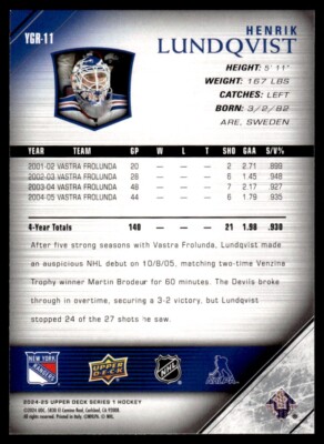 Henrik Lundqvist 2024-25 Upper Deck Young Guns Renewed #YGR-11 New