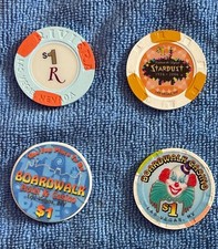 24 VINTAGE Las Vegas Casino Poker Chips ALL CLOSED CASINOS EXCELLENT CONDITION