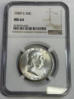 1949 S 50C Franklin Half Dollar- NGC MS64. Flashy Key Date