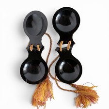 2 Pair -1 Set Vintage Elton Spanish Castanets Black Very Good Vintage EUC