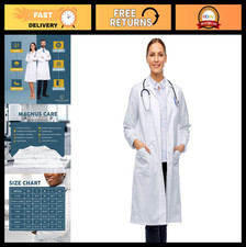 Unisex Professional Lab Coat for Men  Women, White Cotton-Poly Medical Lab Jack