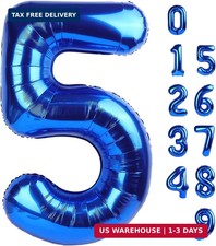 Number Balloons 5 Balloon Blue Birthday Decorations for Men Party, 40 Inch Jum