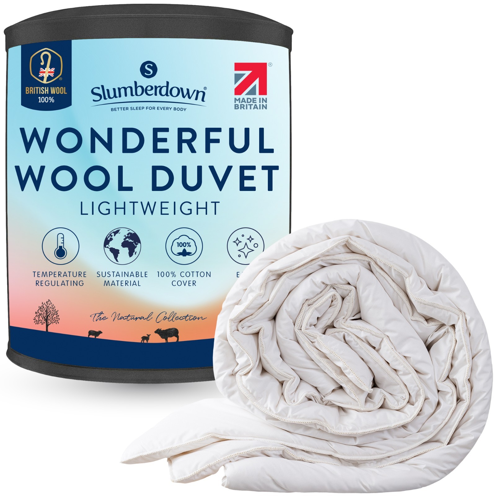 Slumberdown Wonderful Wool Lightweight Duvet in White | Size: Single - Image 2